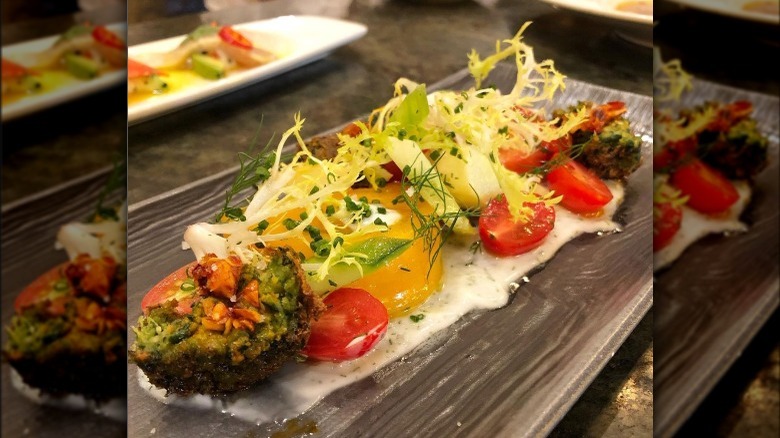 Heirloom tomato salad and croquettes