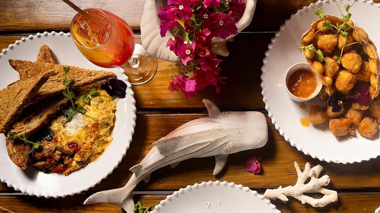 Brunch spread on table