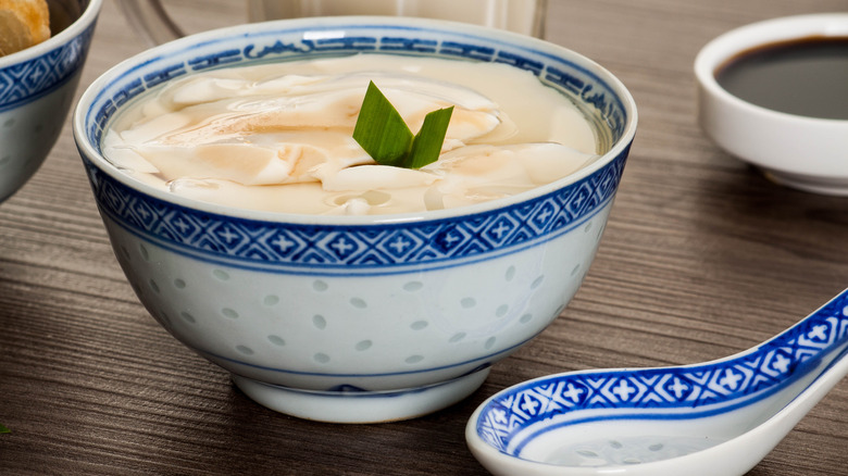 Soy custard in white bowl