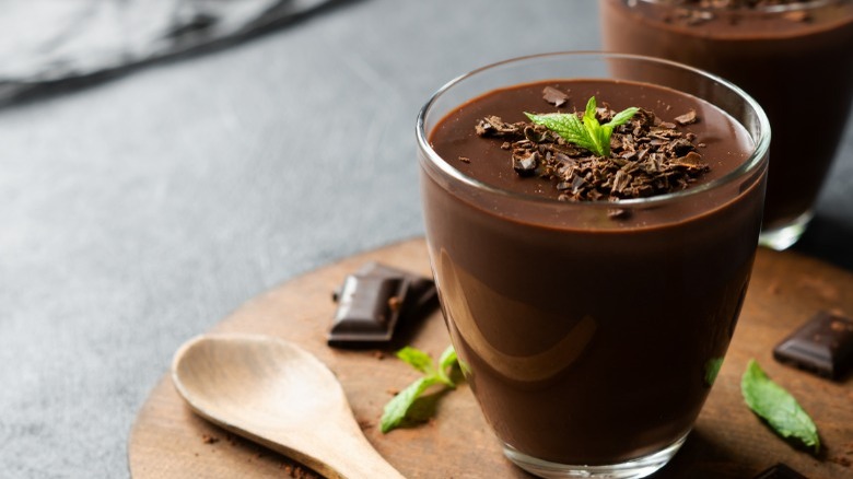 Chocolate pudding in cup