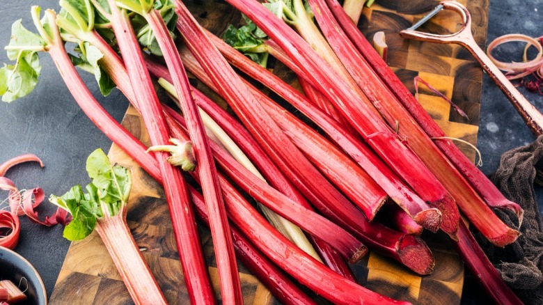 Freshly cut rhubarb