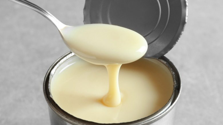 Spoon of condensed milk