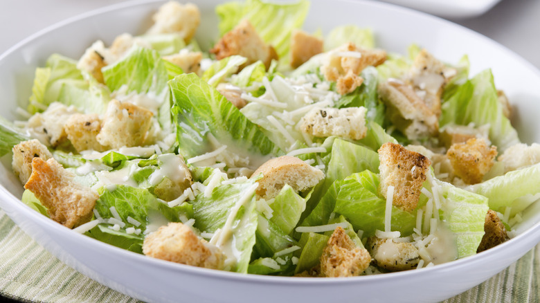 Caesar salad with croutons