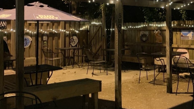 Bar backyard with lights