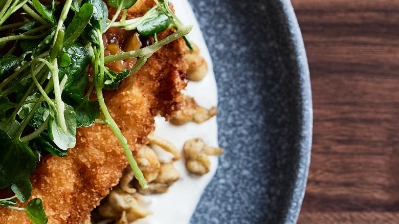 fried food on blue plate