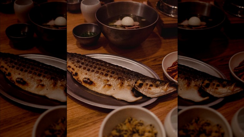 whole branzino at Moono NYC