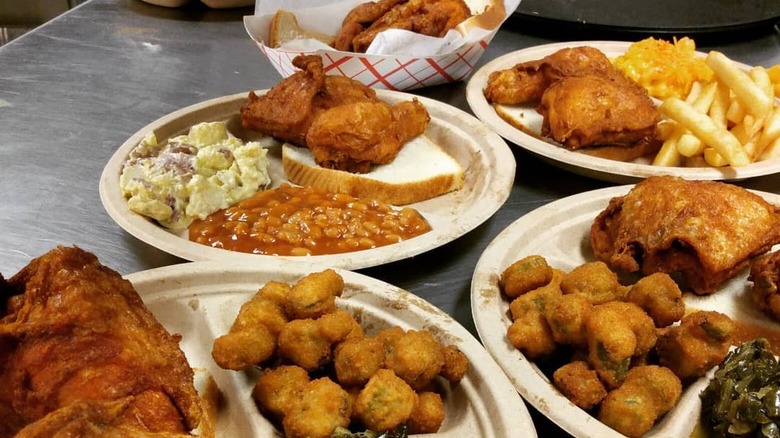 Fried chicken plates with sides