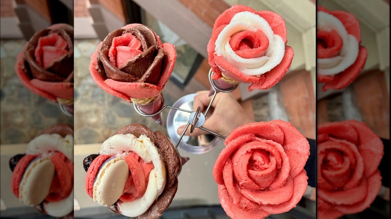 Gelato roses in cones