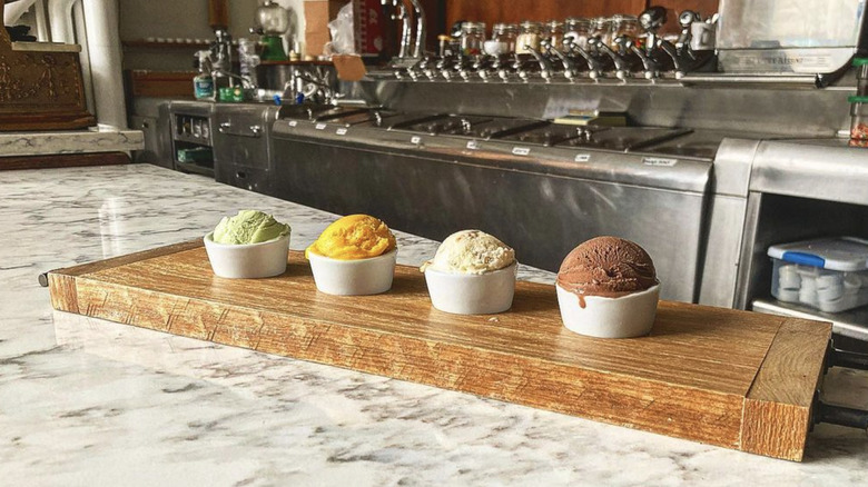 Ice cream flight on counter