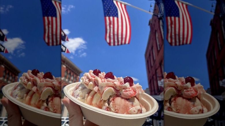 Sundae with American flag