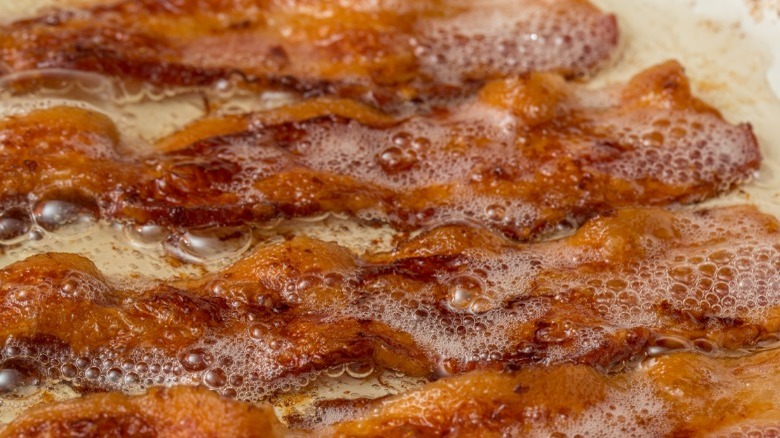 Several slices of greasy bacon