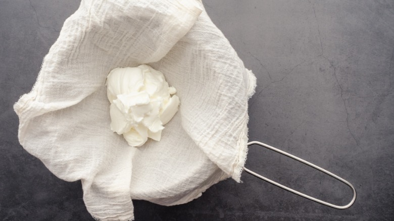 Greek Yogurt being strained