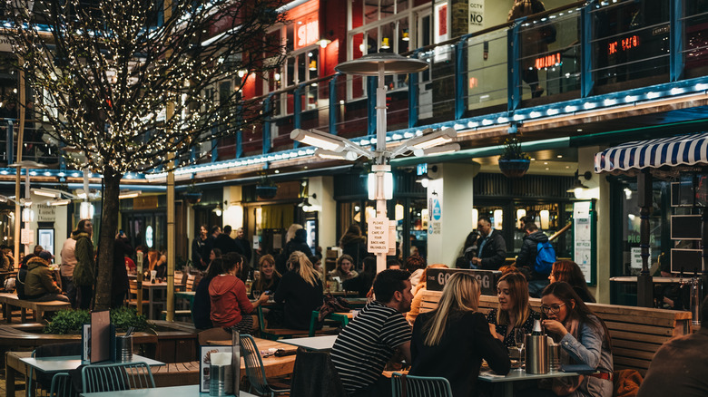 convivial courtyard fairy lights