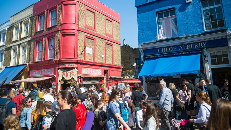 busy street market blue building