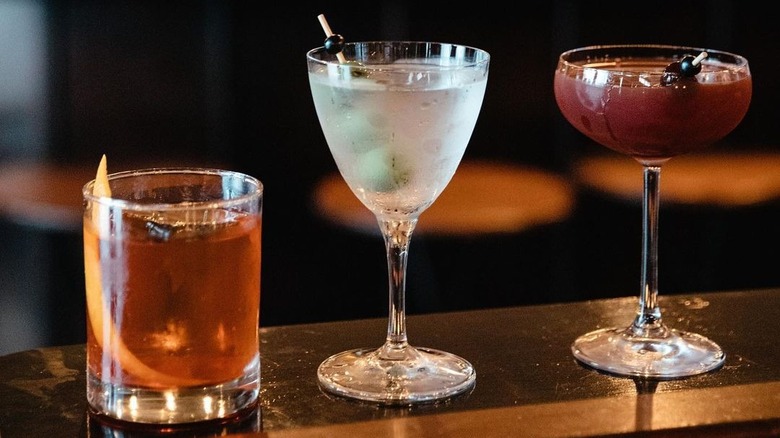 Trio of cocktails on the bar