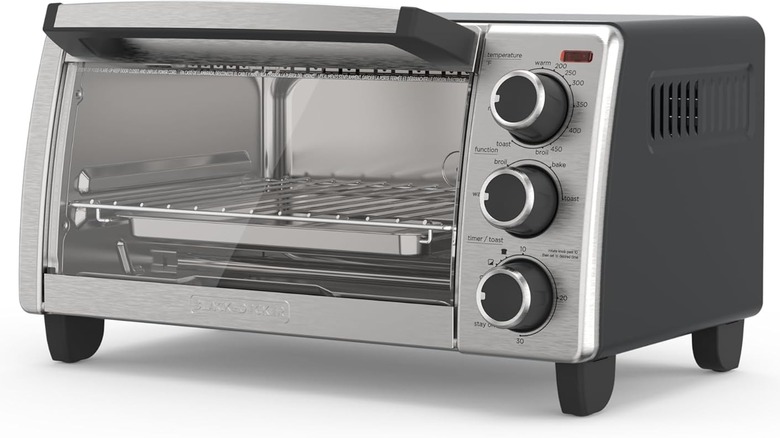 Black and Decker 4-slice toaster oven on white background