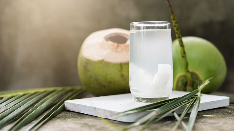 Glass of coconut water