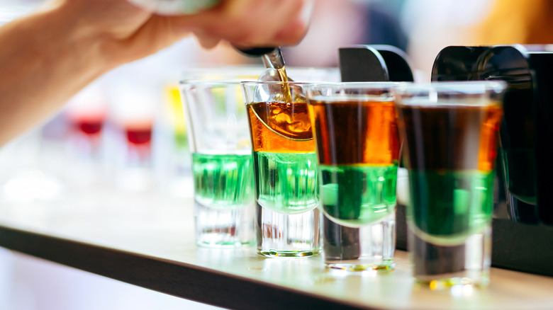 layered shot glasses