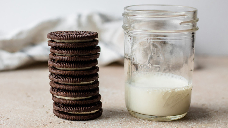 Oreos with jar of milk 