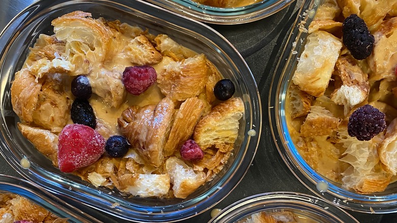 Croissant bread pudding with berries