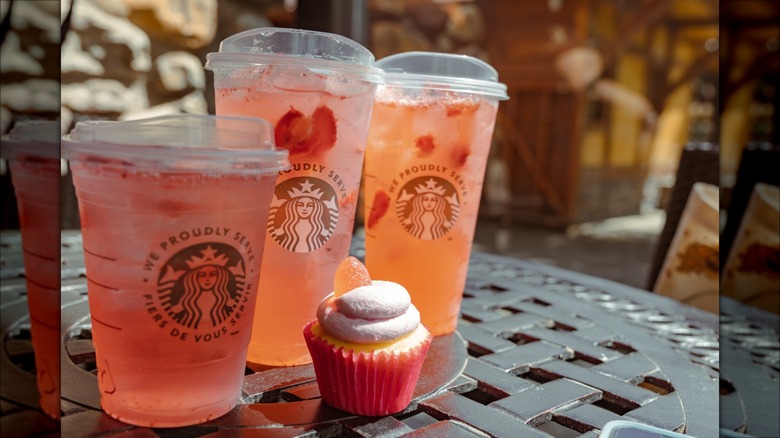 Various sizes of Starbucks refreshers