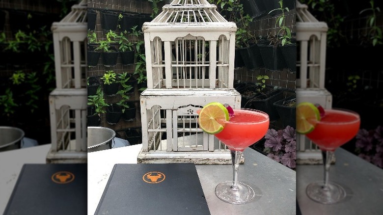 pink cocktail outside