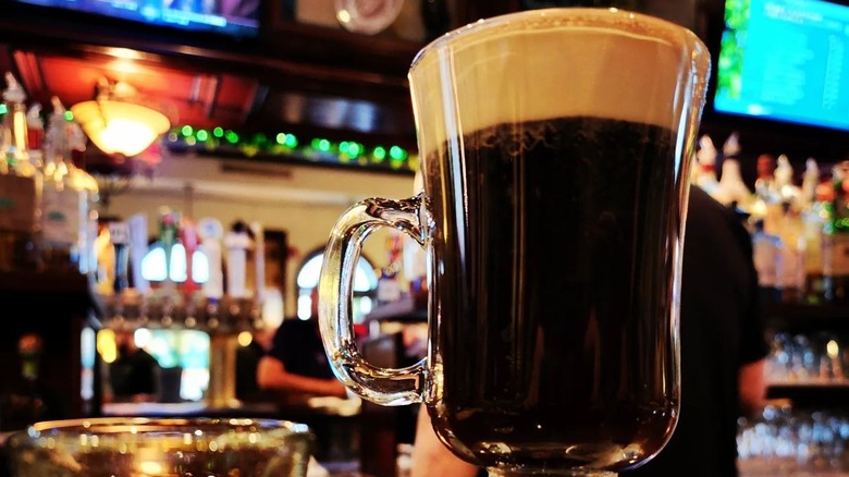 Irish coffee on bar at Rambling House