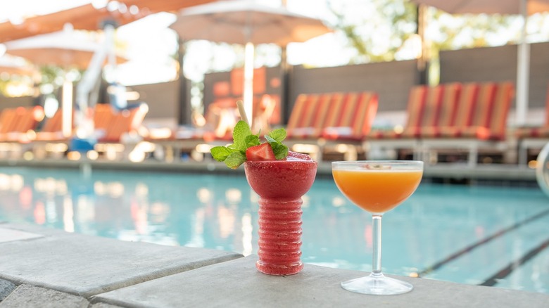 Fruity cocktails by the pool