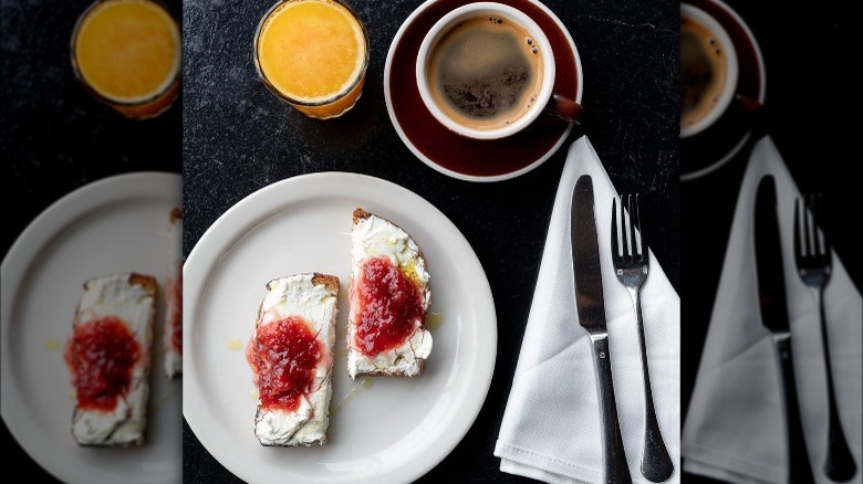 Gjelina coffee and ricotta toast