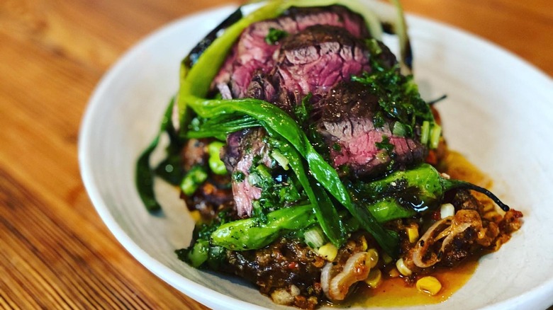 Hanger steak with creamer potato