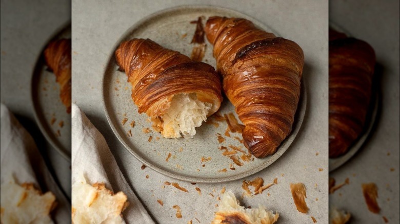 Two flakey croissants