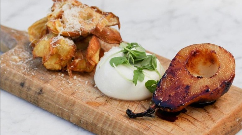 Caramelized pear and burrata