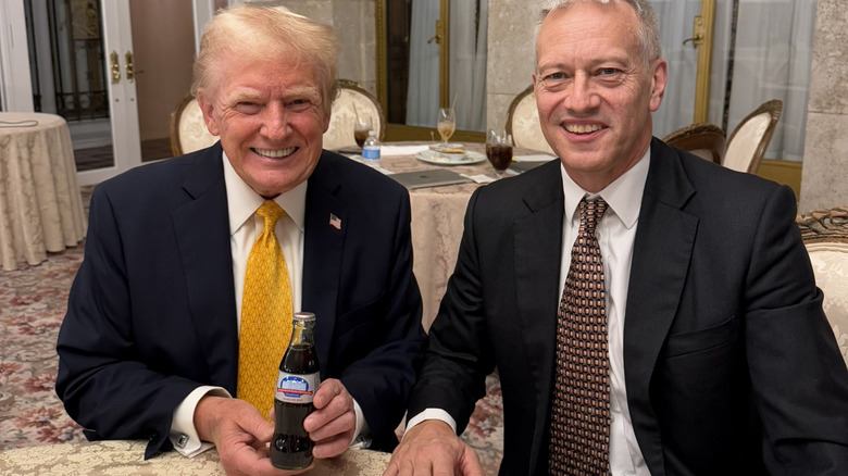 Donald Trump receives commemorative presidential diet coke bottle