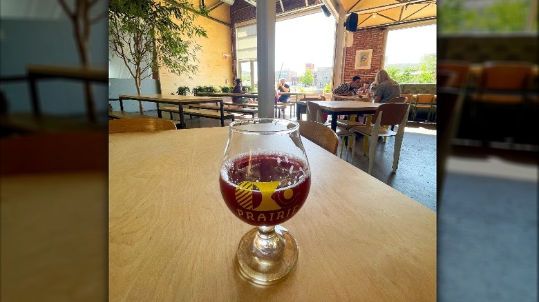 Prairie Artisan Ale beer glass in taproom 