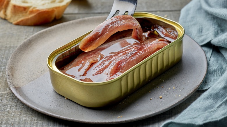 Canned anchovies in oil