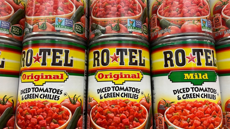 Cans of Ro-Tel diced tomatoes