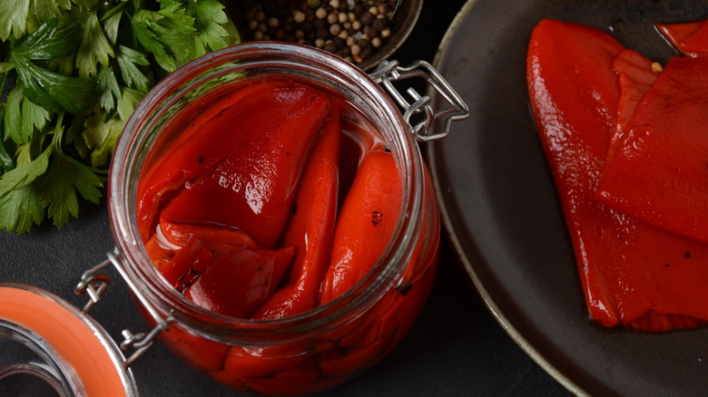 Mason jar roasted red peppers