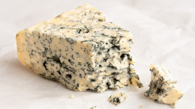 Wedge of blue cheese 