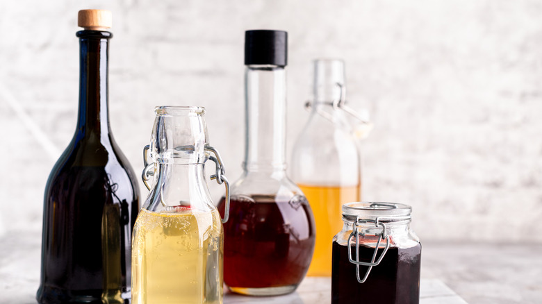 Assorted bottles of vinegar 