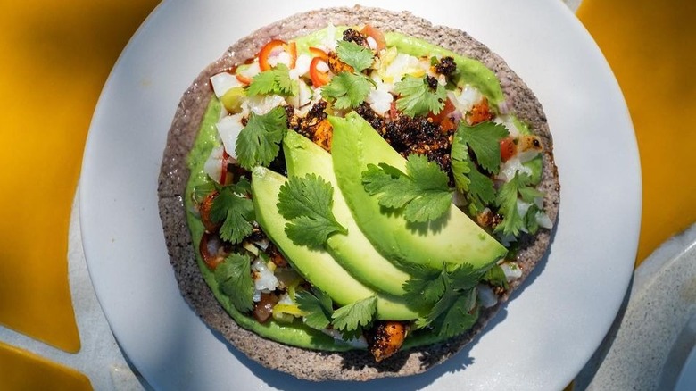 Tostada on white plate