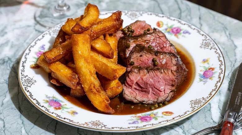 Sirloin steak and chips