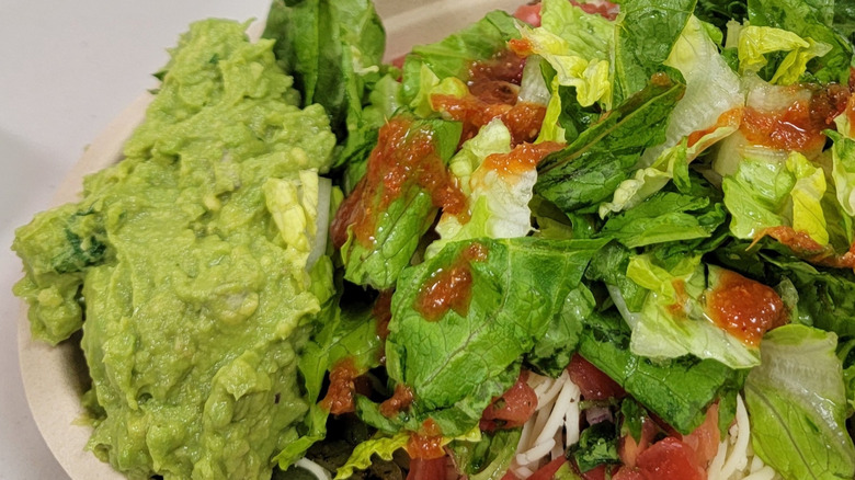 Chipotle burrito bowl with guacamole