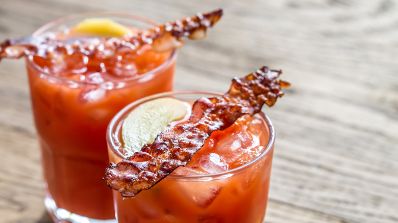 Bloody Mary with bacon slice