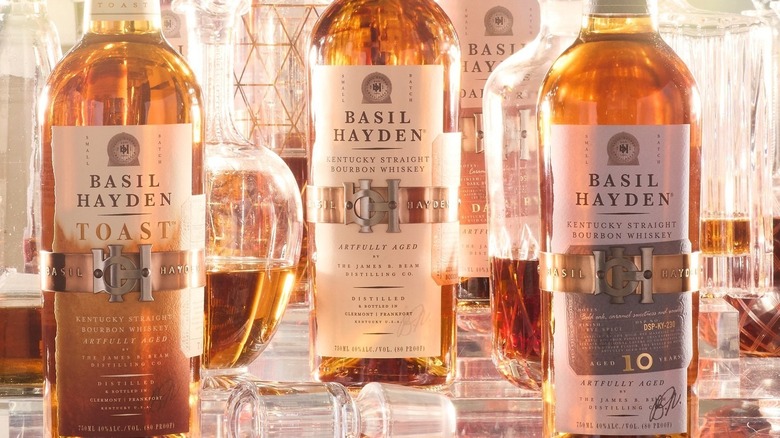 Basil Hayden bourbon bottles lineup