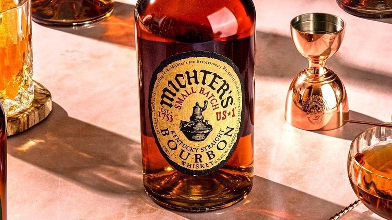 Michter's bourbon bottle label closeup