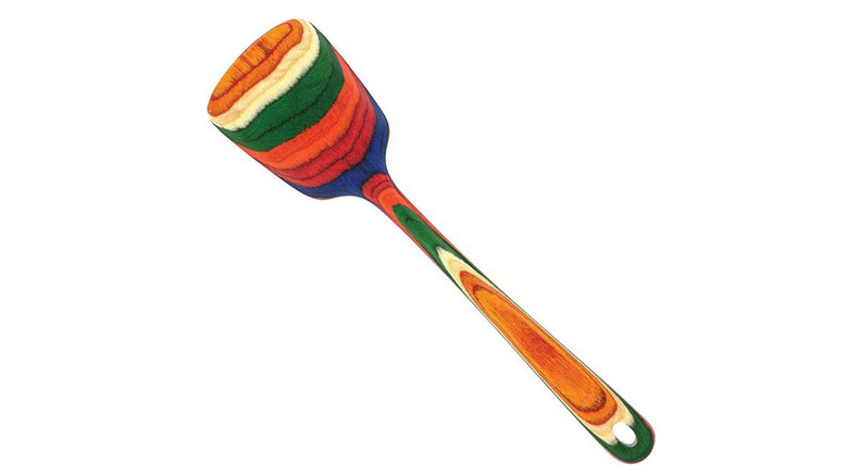 Rainbow colored wood spatula