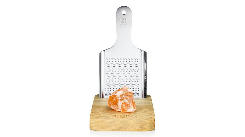 Salt grater and pink salt crystal