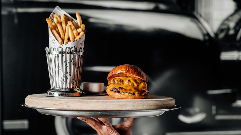 Smash burger with fries