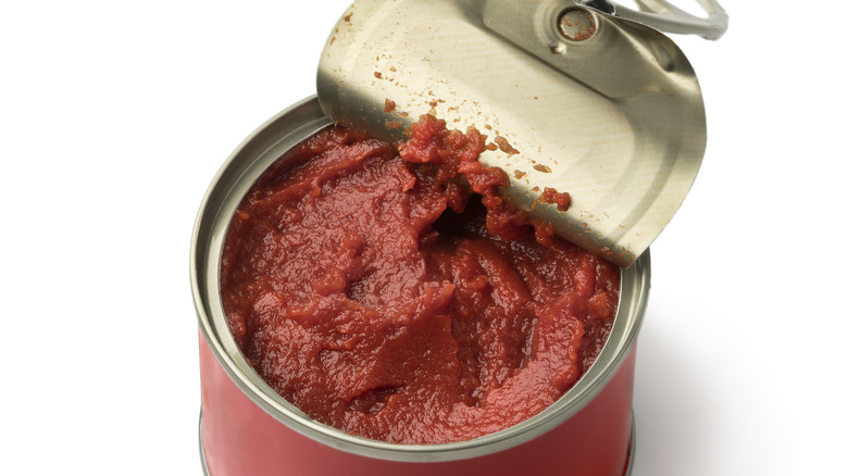 Open can of tomato paste