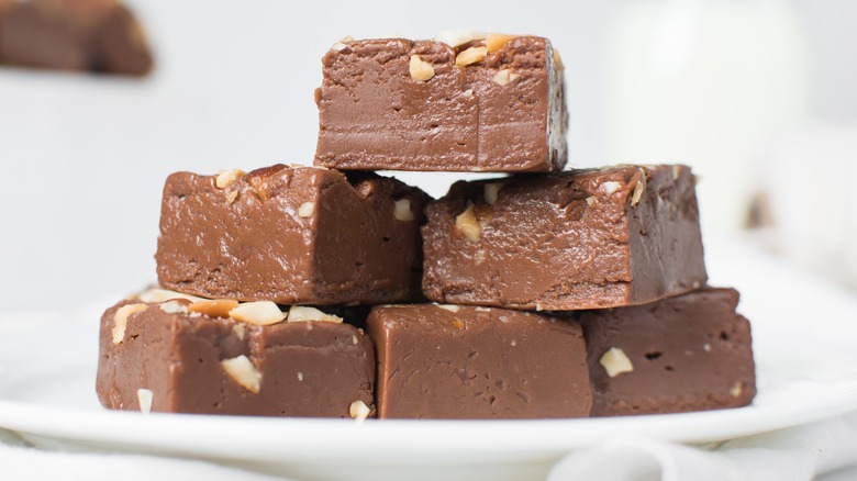 bars of chocolate fudge with nuts